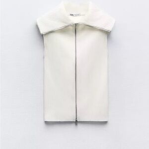 Zara Off-White Ribbed Vest